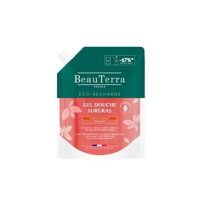 BeauTerra Gel Douche Surgras Monoï Éco Recharge 1 Litre - Sachet 1000 ml - Publicité BeauTerra Gel Douche Surgras Monoï Éco Recharge 1 Litre - Sachet 1000 ml - Publicité