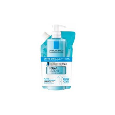 La Roche-Posay Lipikar Surgras Crème Lavante Anti Dessèchement 400 ml + Éco Recharge de 400 ml - Lot - Publicité La Roche-Posay Lipikar Surgras Crème Lavante Anti Dessèchement 400 ml + Éco Recharge de 400 ml - Lot - Publicité