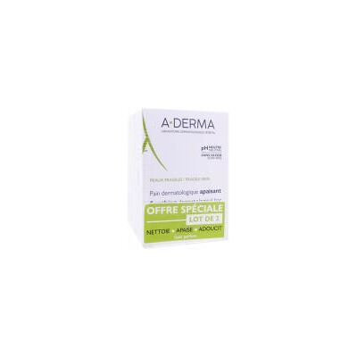 A-DERMA Pain Dermatologique Apaisant 2 x 100 Grammes - Lot - Publicité A-DERMA Pain Dermatologique Apaisant 2 x 100 Grammes - Lot - Publicité