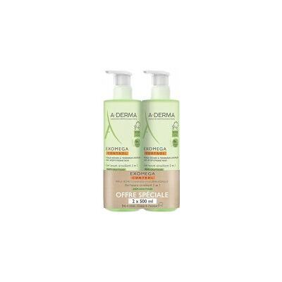 A-Derma Exomega Control Gel Lavant Émollient - 2x500ml - Publicité A-Derma Exomega Control Gel Lavant Émollient - 2x500ml - Publicité