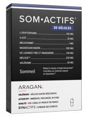 Aragan Synactifs Somactifs® - Sommeil - Mélatonine Mélisse Valériane Huiles Essentielles Magnésium - 30 Gélules - Boîte 30 gélules