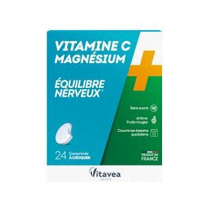 Vitavea Vitamine C + Magnesium 24 comprimés à croquer - Boîte 2 tubes de 12 comprimés