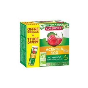 Superdiet Super Diet Super Diet Superdiet Acerola 500 Bio 24 Comprimes +1 Tube Offert - Boîte 36 comprimes