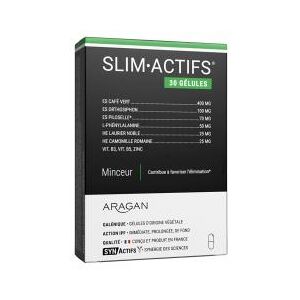 Aragan Synactifs Slimactifs® - Minceur - Piloselle Orthosiphon Cafe Vert Zinc Vitamines et Huiles Essentielles - 30 Gelules - Boîte 30 gelules