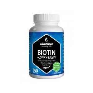 Vitamaze Biotin 10 mg a Haute Dose + Zinc + Selenium Vegetalien 365 Comprimes - Pot 365 comprimes