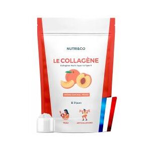 Nutri&Co Collagène Marin Type 1 & 2 Saveur Pêche - 190g - Publicité Nutri&Co Collagène Marin Type 1 & 2 Saveur Pêche - 190g - Publicité