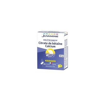 Juvamine Citrate de Bétaïne Calcium 24 Prises 24 Comprimés Effervescents - Boîte - Publicité Juvamine Citrate de Bétaïne Calcium 24 Prises 24 Comprimés Effervescents - Boîte - Publicité