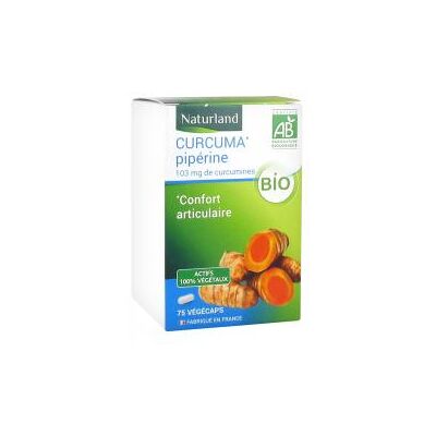 Curcuma Piperine Bio Naturland - 75 Gélules Végétales - Publicité Curcuma Piperine Bio Naturland - 75 Gélules Végétales - Publicité