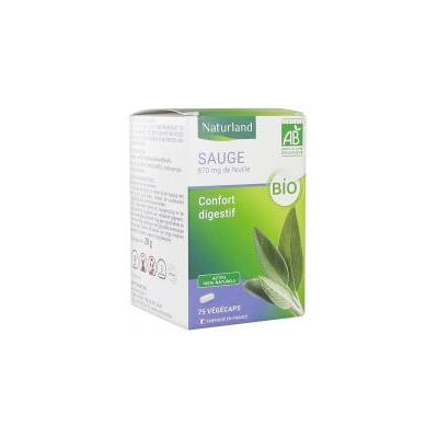 Naturland Complément Alimentaire Sauge Bio en Gélules 75 unités - Boîte 75 végécaps - Publicité Naturland Complément Alimentaire Sauge Bio en Gélules 75 unités - Boîte 75 végécaps - Publicité