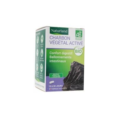 Charbon Végétal Activé Bio Naturland - 60 Gélules - Publicité Charbon Végétal Activé Bio Naturland - 60 Gélules - Publicité