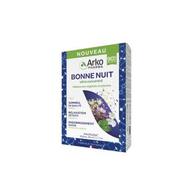 Arkopharma Arkofluides Bonne Nuit 20 Ampoules - Boîte 20 ampoules de 10 ml - Publicité Arkopharma Arkofluides Bonne Nuit 20 Ampoules - Boîte 20 ampoules de 10 ml - Publicité