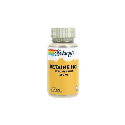 Solaray Bétaïne HCl avec Pepsine 250 mg 60 VegCaps - Pot 60 capsules - Publicité Solaray Bétaïne HCl avec Pepsine 250 mg 60 VegCaps - Pot 60 capsules - Publicité