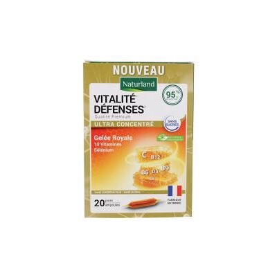 Naturland Gelée Royale Vitalité et Défenses - 20 Ampoules - Publicité Naturland Gelée Royale Vitalité et Défenses - 20 Ampoules - Publicité