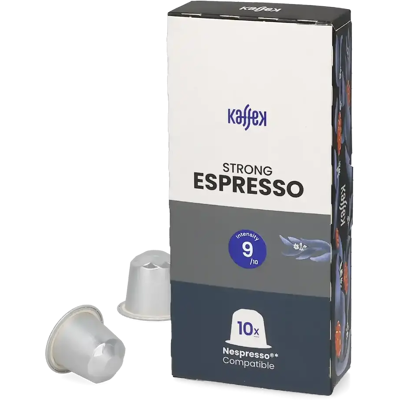 KaffeK Espresso Strong - 10 Capsules de café pour Nespresso® - Espresso - Compatible Nespresso® - Publicité KaffeK Espresso Strong - 10 Capsules de café pour Nespresso® - Espresso - Compatible Nespresso® - Publicité