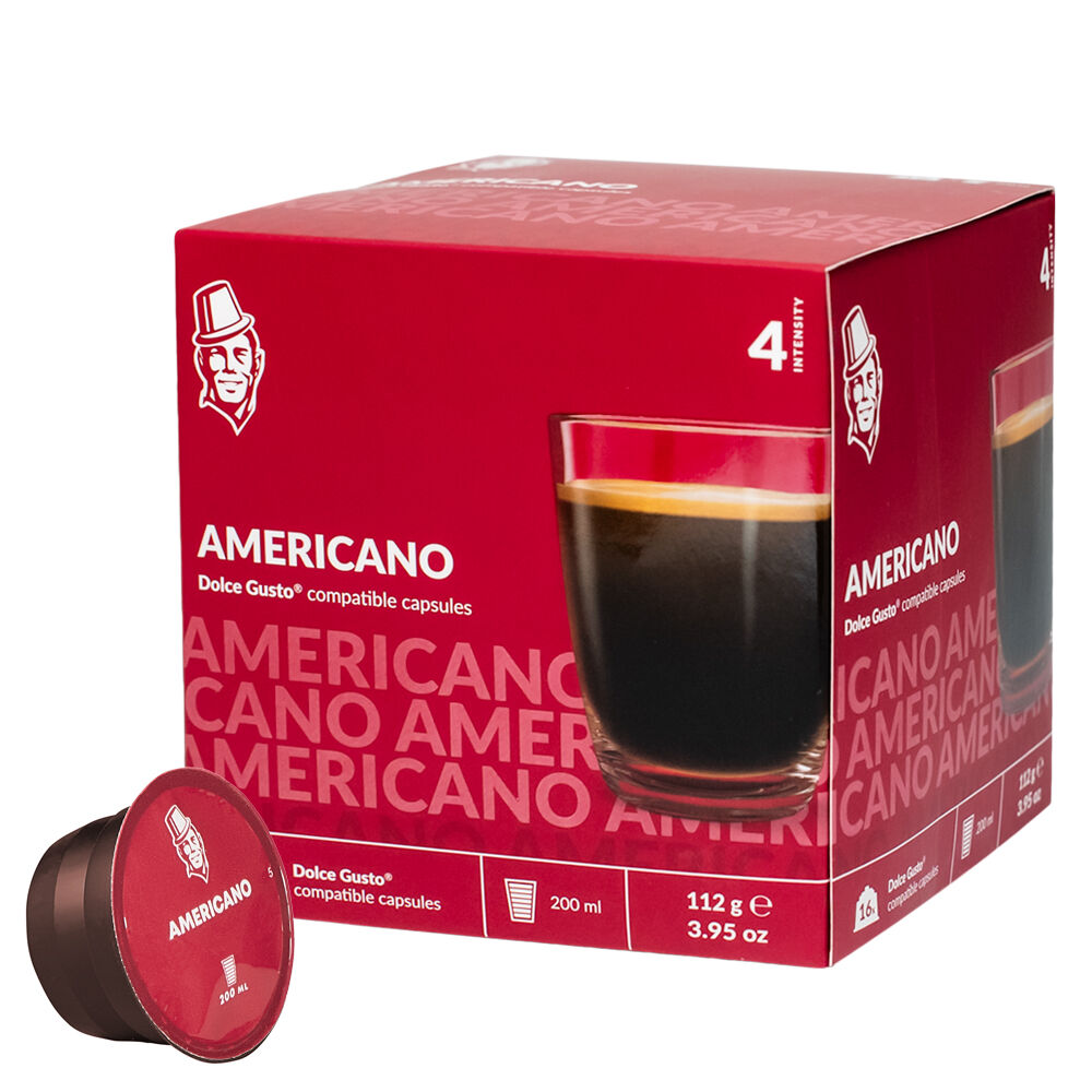 Kaffekapslen Americano pour Dolce Gusto. 16 Capsules