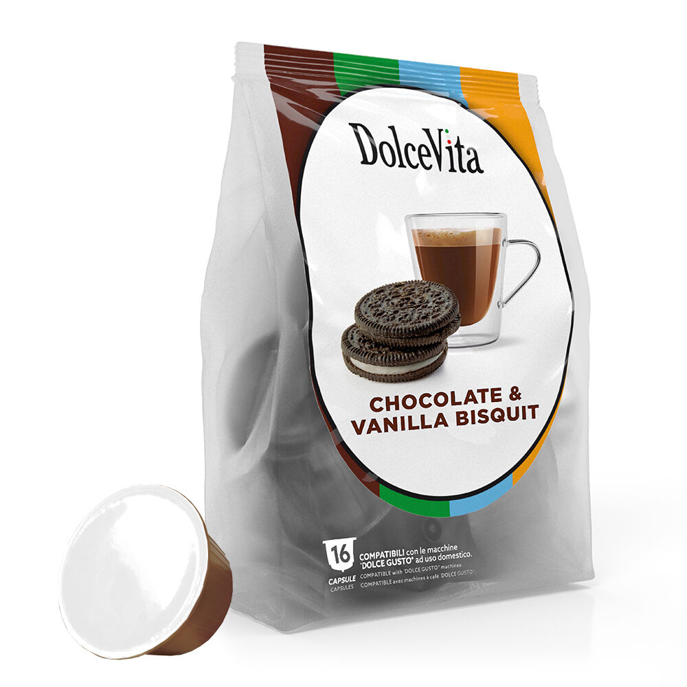 Dolce Gusto Dolce Vita Biscuit Chocolat & Vanille pour Dolce Gusto. 16 Capsules