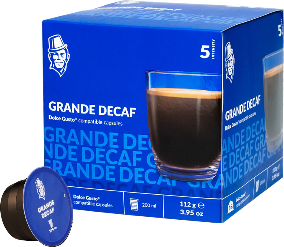 Kaffekapslen Grande Décaféiné  pour Dolce Gusto. 16 Capsules