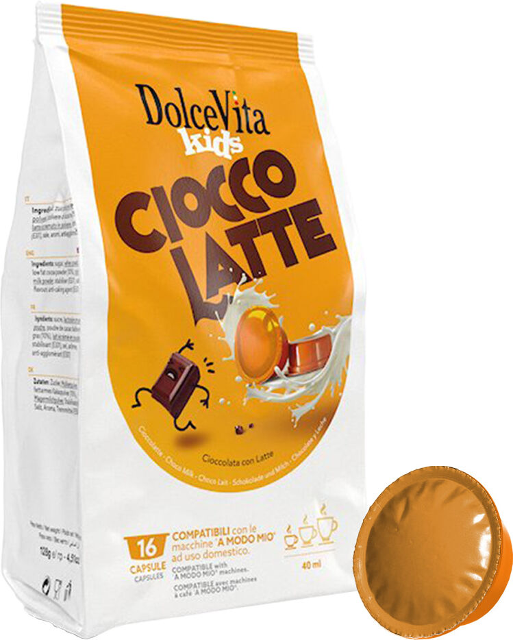 Mitac Dolce Vita Ciocco Latte pour Lavazza a Modo Mio. 16 Capsules