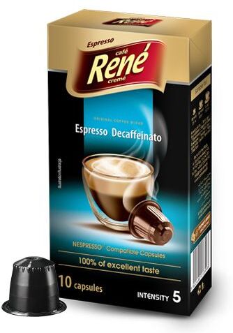 Café René Espresso Decaffeinato pour Nespresso. 10 Capsules