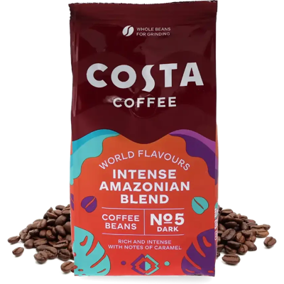 200g Intense Amazonian Blend Costa Grains de café - Caramel, Sucré - Moyen - Meilleur café - Pas cher - Publicité 200g Intense Amazonian Blend Costa Grains de café - Caramel, Sucré - Moyen - Meilleur café - Pas cher - Publicité