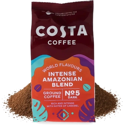Costa Intense Amazonian Blend - 200 g de café moulu - Publicité Costa Intense Amazonian Blend - 200 g de café moulu - Publicité