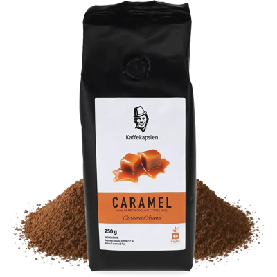 Kaffekapslen Café Caramel - 250 g. Café moulu - Publicité Kaffekapslen Café Caramel - 250 g. Café moulu - Publicité