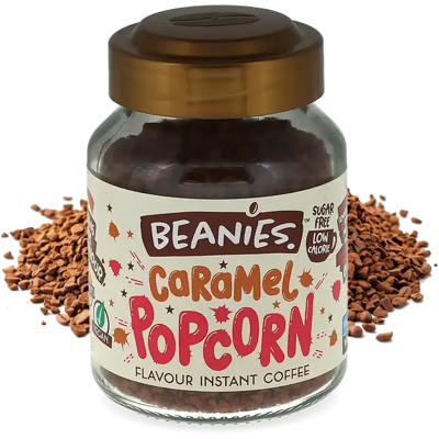 Beanies Popcorn au caramel - 50 g café soluble - Publicité Beanies Popcorn au caramel - 50 g café soluble - Publicité