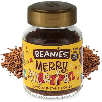 Beanies Merry Marzipan - 50 g café soluble - Publicité Beanies Merry Marzipan - 50 g café soluble - Publicité