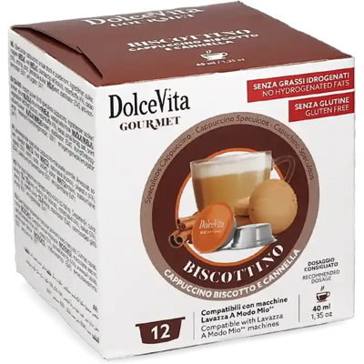 Mitac Dolce Vita Biscottino - Speculoos - 12 Capsules de café pour Lavazza A Modo Mio - Café Speculoos - Compatible Lavazza A Modo Mio - Publicité Mitac Dolce Vita Biscottino - Speculoos - 12 Capsules de café pour Lavazza A Modo Mio - Café Speculoos - Compatible Lavazza A Modo Mio - Publicité