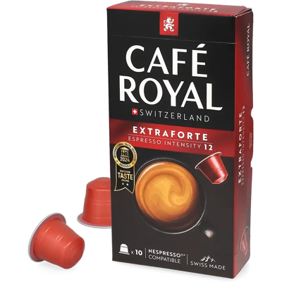 Café Royal Extraforte - 10 Capsules de café pour Nespresso® - Espresso - Compatible Nespresso® - Publicité Café Royal Extraforte - 10 Capsules de café pour Nespresso® - Espresso - Compatible Nespresso® - Publicité