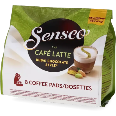 Senseo Café Latte Dubai Chocolate Style - 8 Dosettes de café pour Senseo - Latte - Café Chocolat - Publicité Senseo Café Latte Dubai Chocolate Style - 8 Dosettes de café pour Senseo - Latte - Café Chocolat - Publicité