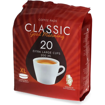 Kaffekapslen Classic (Grande tasse) - 20 Dosettes de café pour Senseo - Grande - Compatible Senseo - Publicité Kaffekapslen Classic (Grande tasse) - 20 Dosettes de café pour Senseo - Grande - Compatible Senseo - Publicité