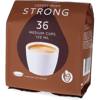 Kaffekapslen Strong (Tasse simple) - 36 Dosettes de café pour Senseo - Americano - Compatible Senseo - Publicité Kaffekapslen Strong (Tasse simple) - 36 Dosettes de café pour Senseo - Americano - Compatible Senseo - Publicité