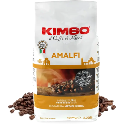 Kimbo Caffè Amalfi - 1kg Grains Entiers - Café - Publicité Kimbo Caffè Amalfi - 1kg Grains Entiers - Café - Publicité