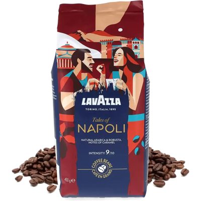 450g Tales of Napoli Lavazza Grains de café - Torréfaction foncée - Arabica & Robusta - Cacao pur, Caramel - Très noir - Meilleur café - Pas cher - Publicité 450g Tales of Napoli Lavazza Grains de café - Torréfaction foncée - Arabica & Robusta - Cacao pur, Caramel - Très noir - Meilleur café - Pas cher - Publicité