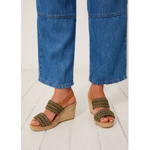 ESPADRILLE COMPENSEE Corde cuir KAKI 36,37,38,39,40,41