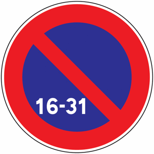 Panneau Europ Stationnement interdit 16-31 - Publicité