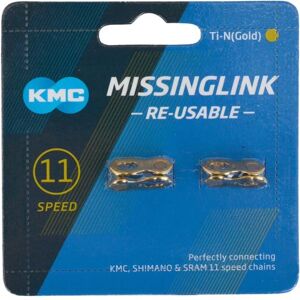 Lien de chaîne KMC Missing Link 11 Vitesses Or Ti-N - Publicité Lien de chaîne KMC Missing Link 11 Vitesses Or Ti-N - Publicité