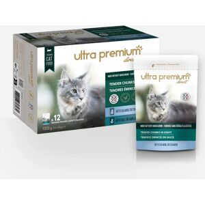 Ultra premium direct Sachets Fraîcheur pour Chat Sans Cereales - Tendres Eminces en Sauce Saumon / Cabillaud