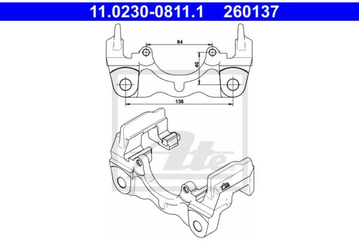 Support, étrier de frein ATE 11.0230-0811.1