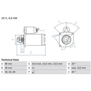 Démarreur Bosch 0 986 023 200 - 11 dents - 24V - Reconditionné - Publicité Démarreur Bosch 0 986 023 200 - 11 dents - 24V - Reconditionné - Publicité
