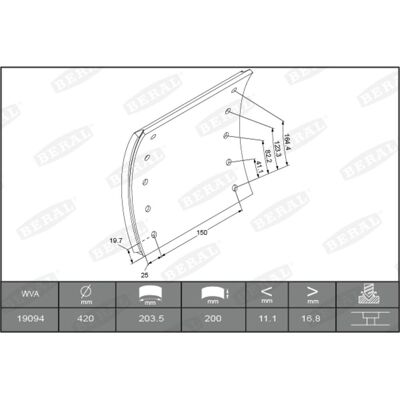 Kit de garnitures de frein Beral - Tambour 420mm - 80 rivets - 17,8mm d'épaisseur - Publicité Kit de garnitures de frein Beral - Tambour 420mm - 80 rivets - 17,8mm d'épaisseur - Publicité