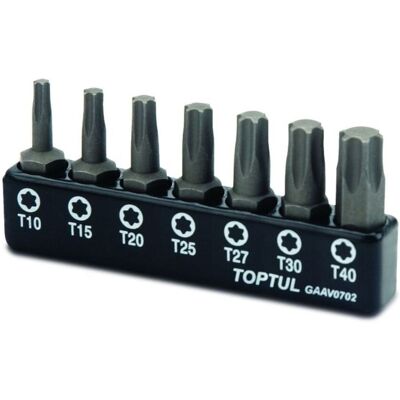 TOPTUL - GAAV0702 - 1/4in 7pc - T10-T40 - Set de bits Torx - Publicité TOPTUL - GAAV0702 - 1/4in 7pc - T10-T40 - Set de bits Torx - Publicité