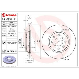 Disque de frein BREMBO 09C93411 avant, ventilé, 1 pièce - Publicité Disque de frein BREMBO 09C93411 avant, ventilé, 1 pièce - Publicité