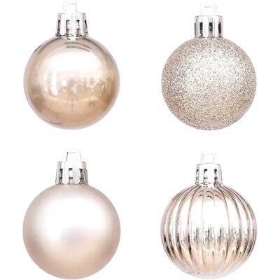 Wellhome Ensemble De Boules De Noël Dans Un Tube En Pet Avec Différents Designs Et Finitions 100 Pièces White / Gold One Size - Publicité Wellhome Ensemble De Boules De Noël Dans Un Tube En Pet Avec Différents Designs Et Finitions 100 Pièces White / Gold One Size - Publicité