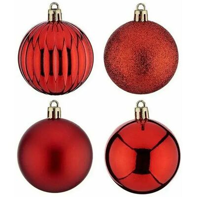 Wellhome Ensemble De Boules De Noël En Tube Pet Avec Différents Designs Et Finitions 100 Pièces Red One Size - Publicité Wellhome Ensemble De Boules De Noël En Tube Pet Avec Différents Designs Et Finitions 100 Pièces Red One Size - Publicité