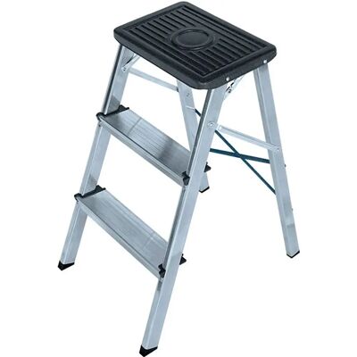 Edm Tabouret Aluminium 3 Étapes Silver / Black One Size - Publicité Edm Tabouret Aluminium 3 Étapes Silver / Black One Size - Publicité