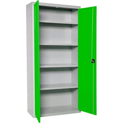 Armoire métallique Simon Rack - 2 portes, 4 étagères, gris/vert - 1800x600x400mm - Armoire de stockage en métal - Publicité Armoire métallique Simon Rack - 2 portes, 4 étagères, gris/vert - 1800x600x400mm - Armoire de stockage en métal - Publicité