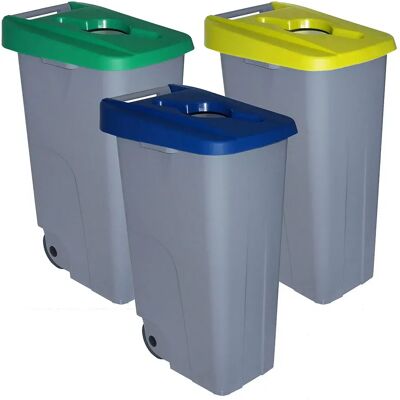 Denox Poubelle De Recyclage Pack Open 110l 3 Unités Multicolor One Size - Publicité Denox Poubelle De Recyclage Pack Open 110l 3 Unités Multicolor One Size - Publicité