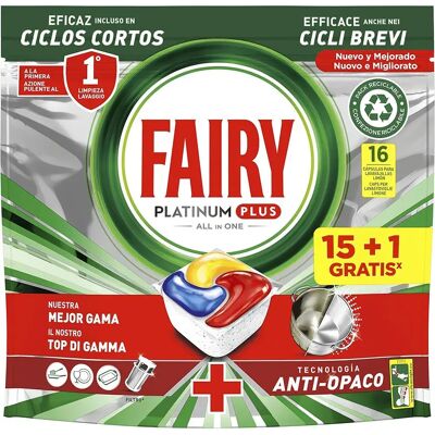 Fairy Capsules Pour Lave-vaisselle Platinum Plus Tout En Un Citron 15+ 1 Unités Multicolor One Size - Publicité Fairy Capsules Pour Lave-vaisselle Platinum Plus Tout En Un Citron 15+ 1 Unités Multicolor One Size - Publicité